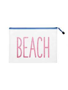 Bolsa de playa de malla impermeable multicolor de moda, con bolsa de maquillaje con estampado brillante "Beach", tema de playa, bolsa de piscina, bolsa de aseo, bolsa de maquillaje transparente de gran capacidad, bolsa de aseo con cremallera - Ligera, puede almacenar protector solar, aperitivos, bikini y artículos esenciales de playa. Almacenamiento de primavera/verano - Multicolor - Ver 16