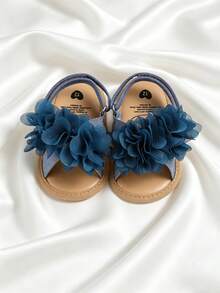 Sandalias blancas elegantes para exteriores para bebés niñas, zapatos de verano para niños pequeños - Azul Marino - Ver 14