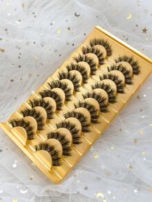 Hinarin 10 Pairs False Eyelashes Clear Band Eyelashes Cat Eye Fake Eyelashes Short Soft 3D Faux Mink Eyelashes Waterproof Curly Strip Lashes Soft Natural Makeup Strip Lash Fake Lashes False Eyelash Individual Cluster Lashes - Black - View 3