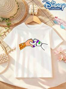 Disney-Licensed Casual And Simple Crew Neck Short-Sleeve T-Shirt Features Characters Judy And Buzz Lightyear From 'Toy Story', Designed For Infants, Suitable For Both Boys And Girls, Making It An Ideal Choice For Summer Wear. - trắng - Xem 2
