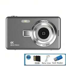 2.4" Digital Camera: 50MP, 16X Digital Zoom, Compact Digital Camera, Suitable For Teenagers And Beginners, Ideal Gift For Mother's Day, Birthday, Party (Card Reader Included) - Gray + Card Reader - View 12