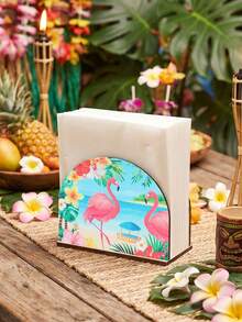 1個夏威夷火烈鳥圖案面紙盒，火烈鳥派對用品，夏威夷風桌面裝飾，生日裝飾，夏威夷露營派對裝飾，桌上中心裝飾，夏威夷熱帶花卉設計，婚禮裝飾，夏威夷 Aloha 派對用品，嬰兒洗禮派對裝飾，夏季海灘派對小禮品，桌面裝飾 - 夏威夷火烈鳥 - 查看 4