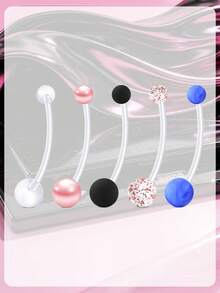 5pcs Pregnancy Belly Button Rings Maternity 14G Navel Rings 38mm For Women,Flexible Bioplast Nave Piercing Bar Clear Belly Rings Retainer 25mm 32mm 35mm 38mm - Multicolor - View 8