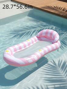 Mesh Pool Float Chair With Headrest, Striped Daisy Print Inflatable Water Lounge Chair, Comfortable Summer Pool Party Essential - Multicolor - View 13