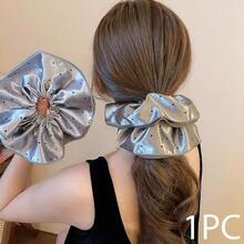 1个缎面波点发圈，优雅马尾辫发圈，银灰色 - 淺灰色 - 查看 1