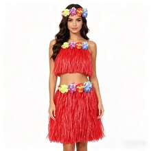 Váy cỏ Hawaii dài 40cm, thích hợp cho tiệc tùng, biểu diễn, trang phục biểu diễn. - Nhiều màu - Xem 3