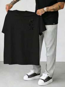 Manfinity Homme Minimalist Black Crew Neck T-Shirt For Men - 白色 - 查看 2