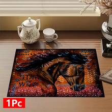 1pc Home Decor, Horse Retro Pattern Printed Absorbent Dish Drying Mat, Espresso Machine Countertop Absorbent Mat, Sink Drain Mat, Soft Faucet Absorbent Mat, Sink Cup Mat, Kitchen & Bathroom Accessories - MultiWarna - View 13