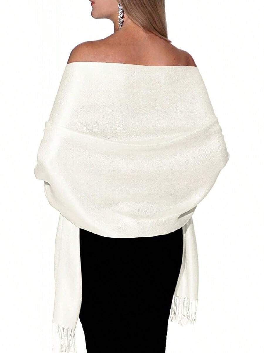 Shawls And Wraps Evening Dresses, Large Soft Wedding Shawl - 白色 - 查看 1