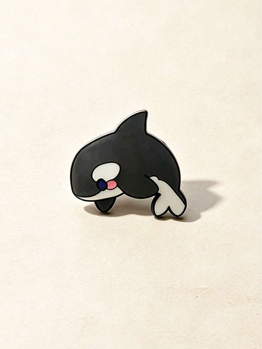 1pc Cute Cartoon Orca Brooch, Unique Design, Dynamic & Playful Style, Suitable For Gift Or Personal Use Gifts For Mother, Father, Graduation, And Teacher - Multicolor - View 1