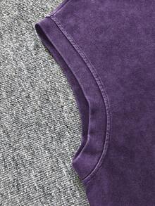 Minimalist Vintage Dark Wash Distressed Sleeveless Tank Top For Men - Purple - View 5