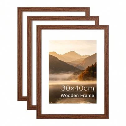 1 khung ảnh gỗ 30x40cm, khung ảnh gỗ cổ điển, khung ảnh gỗ vintage 30x40cm khổ A4 A3, khung ảnh trang trí hình chữ nhật màu nâu bóng mịn kiểu retro cho phòng ngủ, phòng khách, bàn làm việc, treo tường.