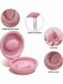 1pc Round Watch Storage Box, Suitable For Most Smartwatches, Portable Watch Storage Case, Shockproof Watch Protective Box, Travel Watch Carrying Case, Zipper Watch Storage Box, Watch Accessories, Suitable For Daily Use, Travel, Business Trip, Single Watch Protective Case, Unisex Watch Storage Box, Suitable As Gift For Friends, Family, Watch Enthusiasts - Pink - View 3