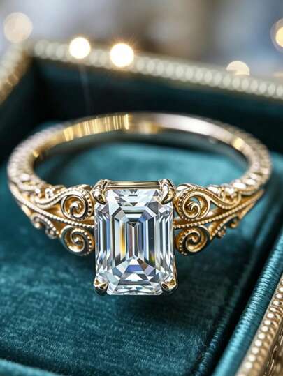 1 chiếc nhẫn nữ màu trắng đính đá Cubic Zirconia đơn giản, thích hợp làm quà tặng kỷ niệm, trang sức cưới thanh lịch và phụ kiện thường ngày.