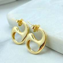 New Elegant Gold Geometric Earrings For Women, Perfect Birthday Gift, Fashionable Earrings Suitable For Daily Wear And Parties - Gold - View 1