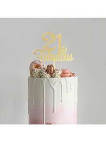 1pc/3pcs/5pcs Gold Minimalist Number 18 21 30 40 50 60 Happy Birthday Acrylic Cake Topper, Suitable For Wedding Anniversary, Birthday Party Cake Decoration - Gold - View 3