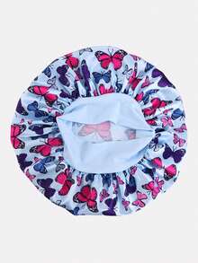 1pc Butterfly Print Shower Cap, Suitable For Daily Use,Beach,Travel - Light Blue Butterfly - View 2