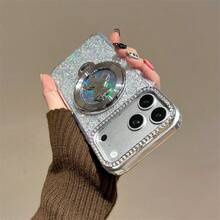 Rotating Horse Phone Holder Case, Silver/White Glitter Rhinestone Ring Grip Soft Protective Cover With Lens Protection, Compatible With IPhone 17/16/15/14/13 Pro Max - Multicolor - View 7