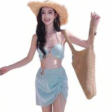 New Women's Swimsuit, Two-Piece Bikini, Resort-Style Seaside Three-Piece Set, Sexy, Slimming, Tummy-Concealing Swimwear For Hot Springs - Mint Green - View 7