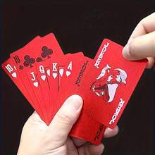 1 Deck Red Plaid Rose PVC Playing Cards - Durable High-Quality Plastic Cards Suitable For Halloween, Christmas, New Year, Chinese New Year, Oktoberfest - General Card Games - Multicolor - View 8