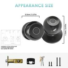 Fingerprint Door Locks For Bedrooms, Fingerprint Door Handles With Locks, Smart Door Handles, Biological Door Handles, App Controls, Spare Keys, Fingerprint Door Handles For Bedrooms, Offices, Apartments - 黑色 - 查看 11