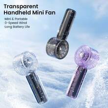 High Capacity Battery Turbo Handheld Fan New Transparent Portable Mini Fan Hook Handheld Desktop Turbo Fan USB Rechargeable Fan 3 Speed Hand Fan For Travel Camping Outdoor Adventures Cold Compress Fans - Portable Fan - View 2