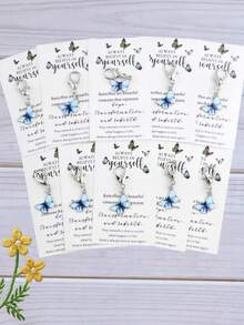 1pc/10pcs Set Dreamy Butterfly Pendant Decoration, Comes With Inspirational Card, Durable Metal Material, Suitable For Bag Decor, Party Favors, Teacher's Day Gifts, Travel Gifts, Classroom Rewards, Christmas Gifts, New Year Gifts, Birthday Gifts, Best Friend Gifts - Multicolor - View 8