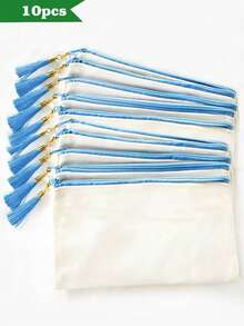 5/10 chiếc Túi đựng mỹ phẩm bằng vải canvas có khóa kéo và tua rua, Túi trang điểm du lịch, Hộp đựng đồ dùng vệ sinh cá nhân, Hộp bút chì, Thích hợp cho kỳ nghỉ, bãi biển, phòng tắm, phòng ngủ, Dung tích lớn - Màu be - Xem 45