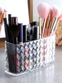 1pc Three-Compartment Cosmetic Storage Box, Desktop Storage Box, Multi-Functional Storage Box, Acrylic Storage Box, Suitable For Dressing Table, Kitchen And Bathroom Storage, Home Desk And Drawer Organization, Home Storage Products, Mother's Day, Back-To-School Season - Multicolor - View 9