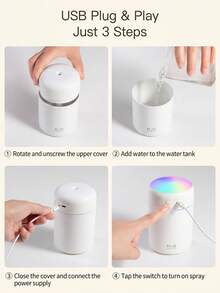 DOVVEE Mini Apple-Style Humidifier, Home Office Air Purifier, Essential Oil Diffuser Humidifier With LED Light - 白色 - 查看 10