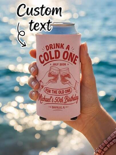 Customized Personalized Vintage Memory Photo Text Birthday Party Cup Sleeve Cooler Custom Party Favor Customizable Beer Sleeve Beverage Clothes Wedding Christmas Halloween Decoration