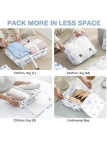 7pcs/Set Travel Packing Cubes, Large Capacity Zipper Organizer Bags, Hand-Held Travel Tote, Storage Bags, Mesh Bags, Cosmetic Pouch, Shoe Bag, Bottle Cover, Drawstring Bags, Regular Pouches, Luggage Bag, Underwear Organizer, Hospital Bag, Shirt, Underwear, Clothes, Cosmetics, Toiletries, Toothbrush And Toothpaste Waterproof Toiletry Kit,Boho Vibes - Multicolor - View 4