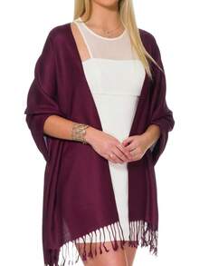 Shawls And Wraps Evening Dresses, Large Soft  Wedding Shawl - 紫紅色 - 查看 2