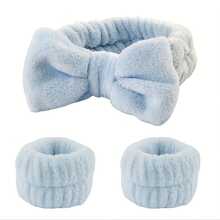 Bộ 3 món gồm băng đô và 2 băng đeo cổ tay, thích hợp dùng để rửa mặt, trang điểm, làm sạch da, đi du lịch, phù hợp với mọi loại da. - Nhiều màu - Xem 2