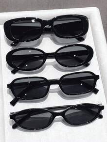 4pcs/Set Casual Summer Women's Fashion Frame Fashion Glasses, Y2K Style, UV Protection, Great For Beach, Travel, Party, Daily Wear - Black - View 1