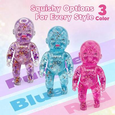1 PC Flashy Dolls - Soft To Squeeze, With A Satisfying Slow Rebound Sensation. Ideal For Use On Desks And In Offices As A Stress-Relieving Toy. Available In 3 Colors.