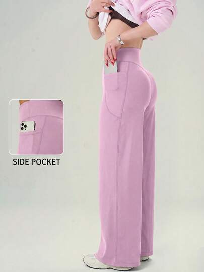 UONNOU Quần tập yoga nữ cạp cao, co giãn, mềm mại, ống suông.