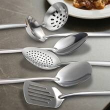 6pcs Stainless Steel Kitchen Utensil Set For Buffet & Party,Cooking Utensils,Sliver Multi-Purpose Kitchenware Set,Soup Serving Spoon,Skimmer,Cooking Shovels,Slotted Turner,Colander,For Home Kitchen,Family Gathering,Banquet,Restaurants,Wedding - Silver - View 12