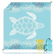 Beach Blanket, Sandproof Large Beach Mat 77*79in, 4-6 Adults Oversized Lightweight Sand Free Beach Mat, Waterproof Beach Blanket Portable Outdoor Camping Blankets For Travel, Camping, Hiking - 多款 - 查看 10