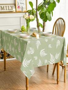 Mantel rectangular impermeable de vinilo de PVC y tela no tejida, con diseño de hojas verdes, adecuado para cenas, picnics, decoración de mesas interiores y exteriores (hojas verde claro) - Multicolor - View 7