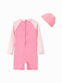 Balabala Traje de baño de una pieza para niñas 2026, traje de baño de playa lindo con estampado de dibujos animados para adolescentes, traje de baño suave, elástico y de secado rápido - tono rosa - Ver 2