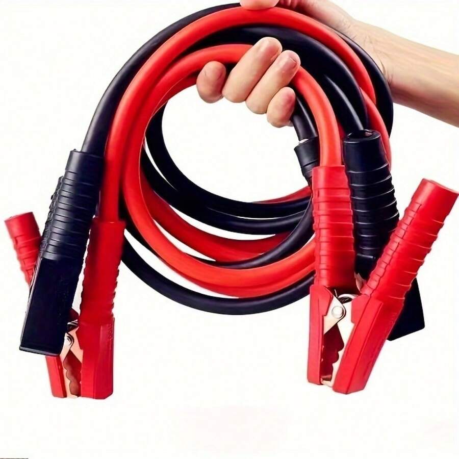 1set Emergency Start Cable Kit, Solid Copper Core, Heat And Cold Resistant, Durable Clamp For Cars, SUVs & Motorcycles - Battery Drain Starter Cables - 紅黑色 - 查看 1