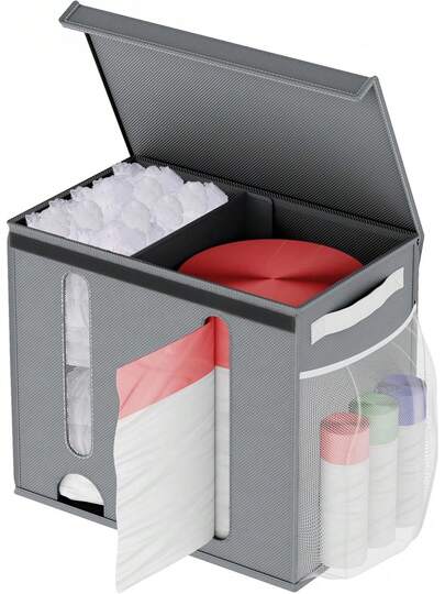 NiHome 2-In-1 Non-Woven Fabric Trash Bag Dispenser And Shopping Bag Storage Rack, Large Capacity Adjustable Storage Rack, Suitable For 4-33 Gallon Trash Bag Rolls, Can Be Wall-Mounted Or Placed On Countertop, Multi-Purpose For Kitchen And Bathroom (Gray): Home And Kitchen