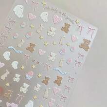 Apple 17 Series Phone Plush Rabbit Bear Cute Stickers DIY Decorative Sticker Base Material Camera Stickers Cartoon Stickers Embossed 3D DIY Phone Case Camera Stickers (Phone Accessories) - Multicolor - View 3