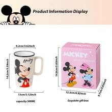 Taza de cerámica con asa de Mickey Mouse de Disney, apta para el hogar y la oficina, para beber agua, leche, café, jugo, regalo de cumpleaños para fans de Disney, capacidad 500ML/17.91OZ - Multicolor - Ver 10
