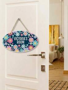 Placa de madeira personalizada para porta (1 unidade), placa com nome personalizada, placa personalizada para porta de quarto, placa personalizada para porta de jardim, placa de boas-vindas para porta de entrada, decoração de parede para quarto, placa de identificação para pendurar, presente personalizado para família, casal, inauguração de casa, aniversário, decoração de casa - Azul marinho - Ver 3