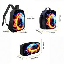 3pcs Backpack Set Large Capacity Bookbag Suitable For & Young, Adjustable Shoulder Straps & Zipper Closure,  College Style Bookbag For And, For Campus, Commute, Sports, Daily Use () - School Bag - View 2