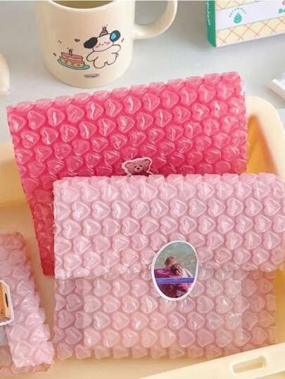 10 piezas/paquete Sobres acolchados de burbujas para envíos, embalaje de color con sobre con forma de corazón para pequeños negocios, regalo, protección y envoltura de 10x10/20x15cm