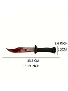 1 Set Halloween Prop Performance Anime Show Prank Bloody Fake Knife Plastic Realistic Blood-Stained Sharp Knife Movie Prop - View 2