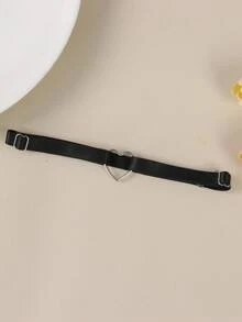 2 chiếc vòng kim loại hình trái tim có thể điều chỉnh, dây đeo đùi co giãn màu đen tối giản, phụ kiện thời trang cho nữ. - màu đen - Xem 2